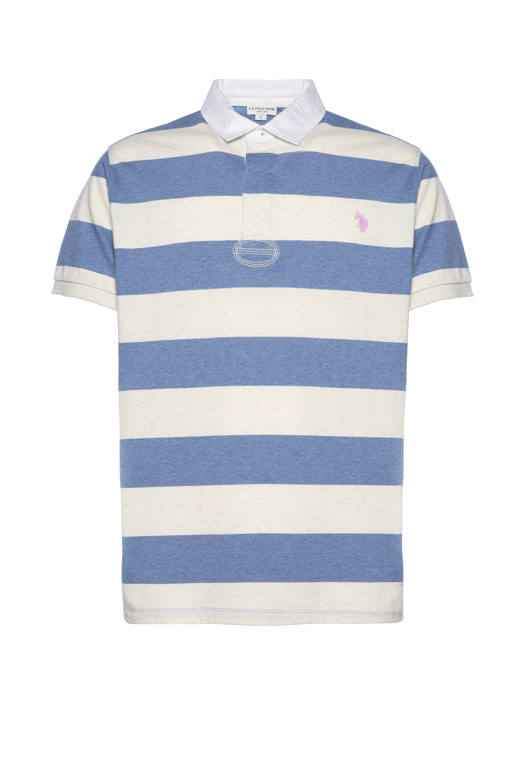 Polo shirt da uomo in cotone melange con righe rugby