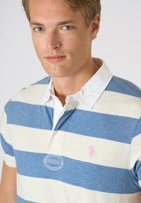 Polo shirt da uomo in cotone melange con righe rugby
