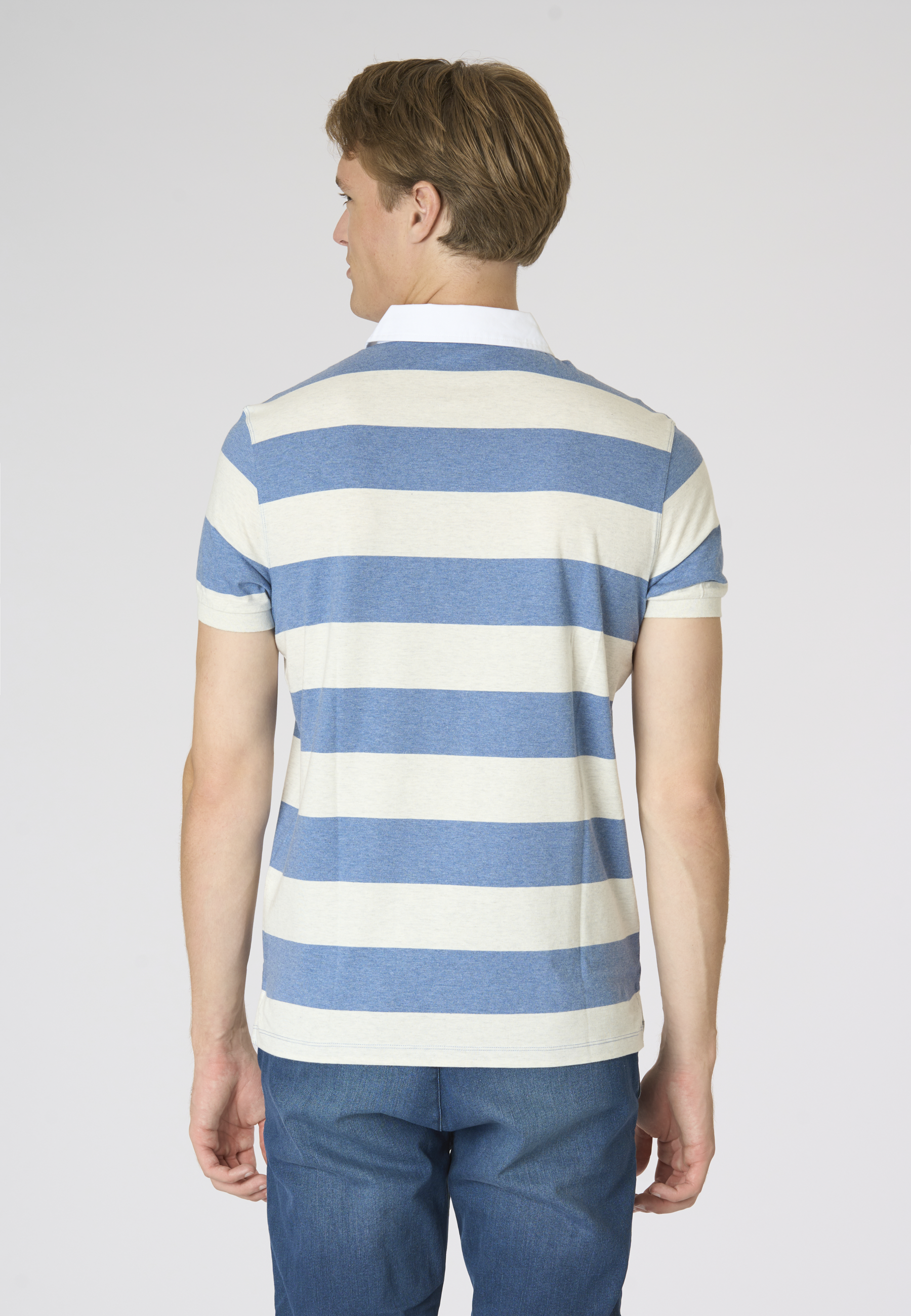 Polo shirt da uomo in cotone melange con righe rugby