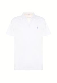 Polo shirt da uomo con scollo a V in misto cotone e lino