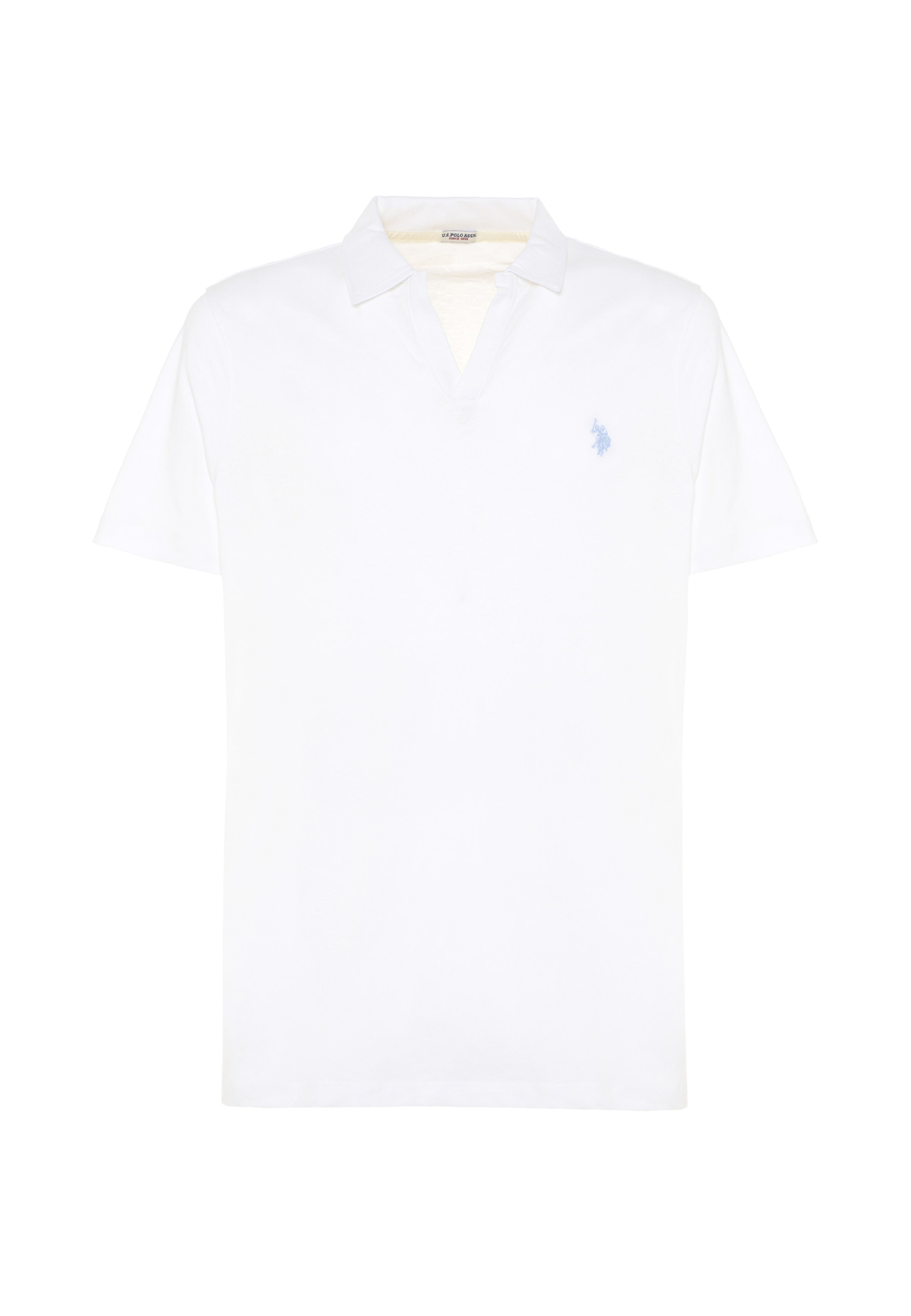 Polo shirt da uomo con scollo a V in misto cotone e lino