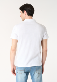 Polo shirt da uomo con scollo a V in misto cotone e lino