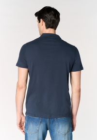Polo shirt da uomo con scollo a V in misto cotone e lino