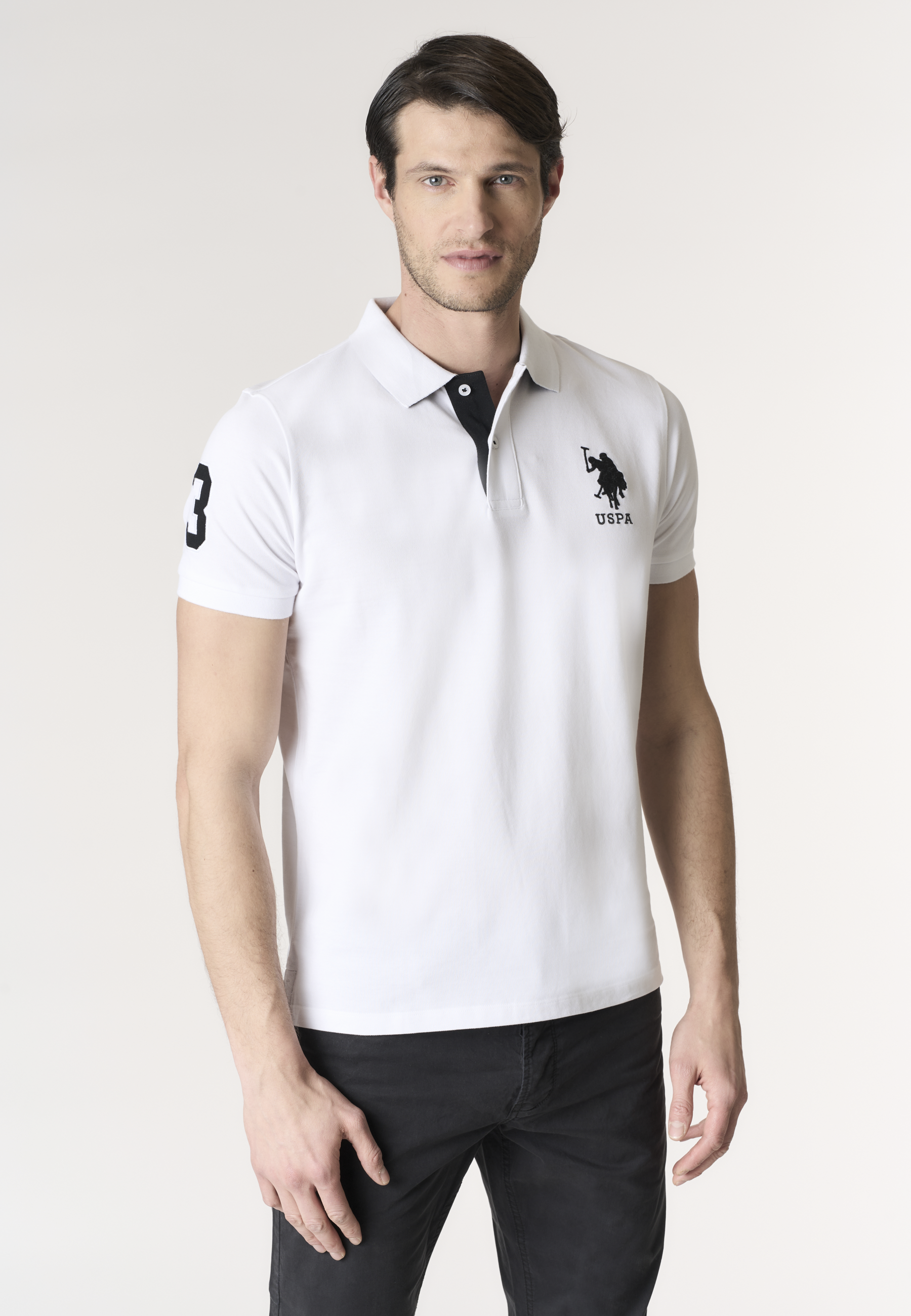 Polo shirt da uomo con logo maxi ricamato e numero