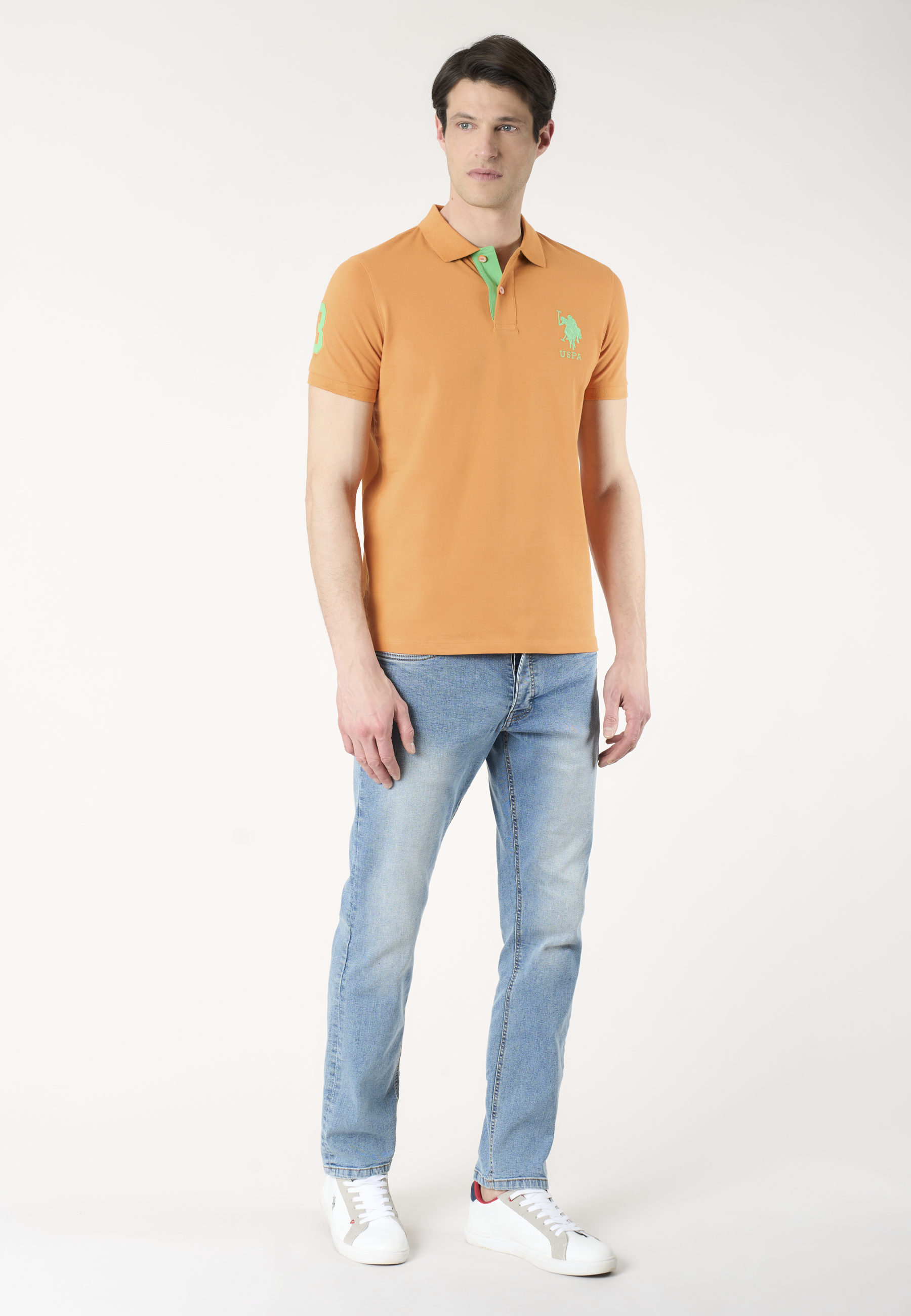 Polo shirt da uomo con logo maxi ricamato e numero