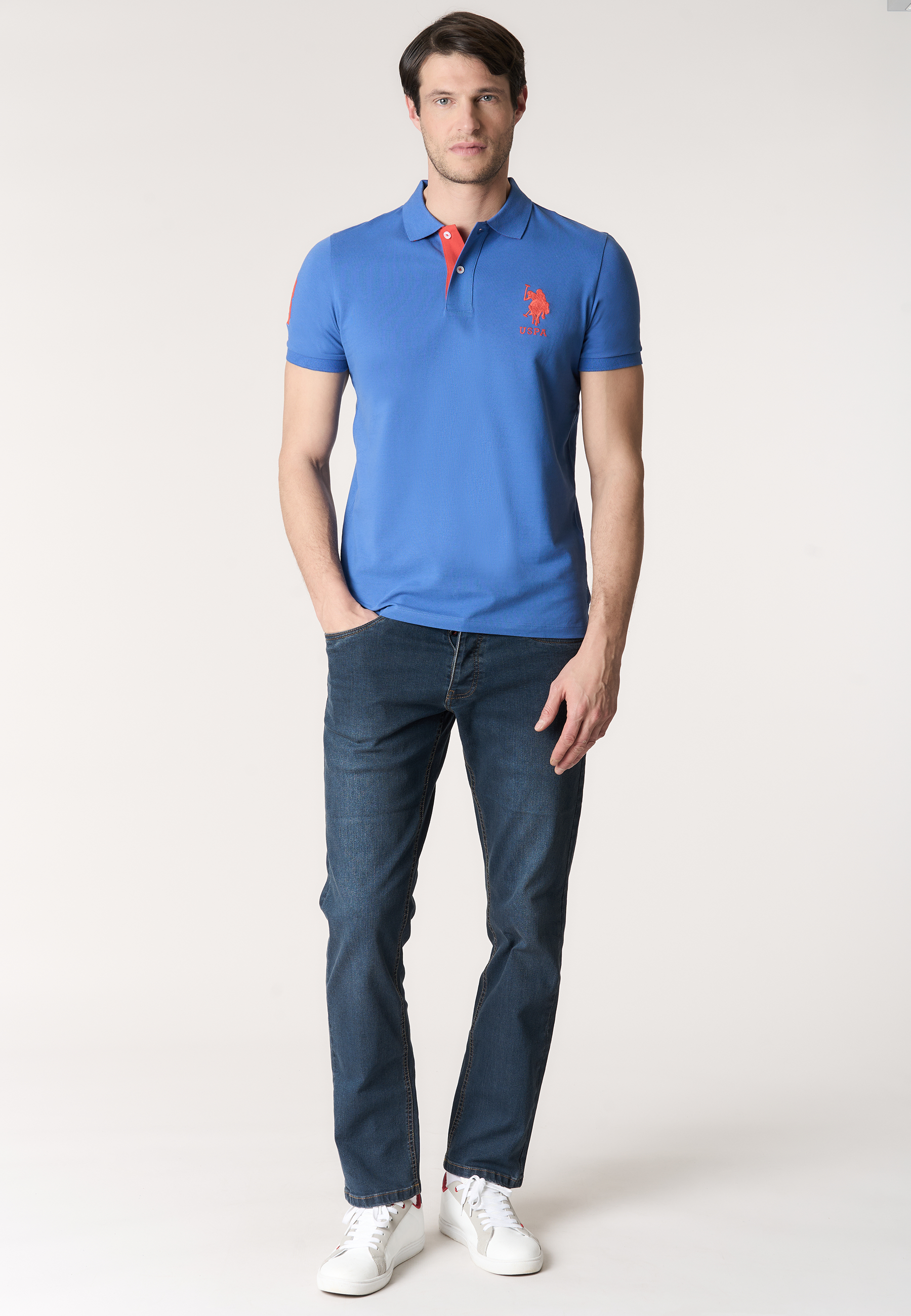 Polo shirt da uomo con logo maxi ricamato e numero
