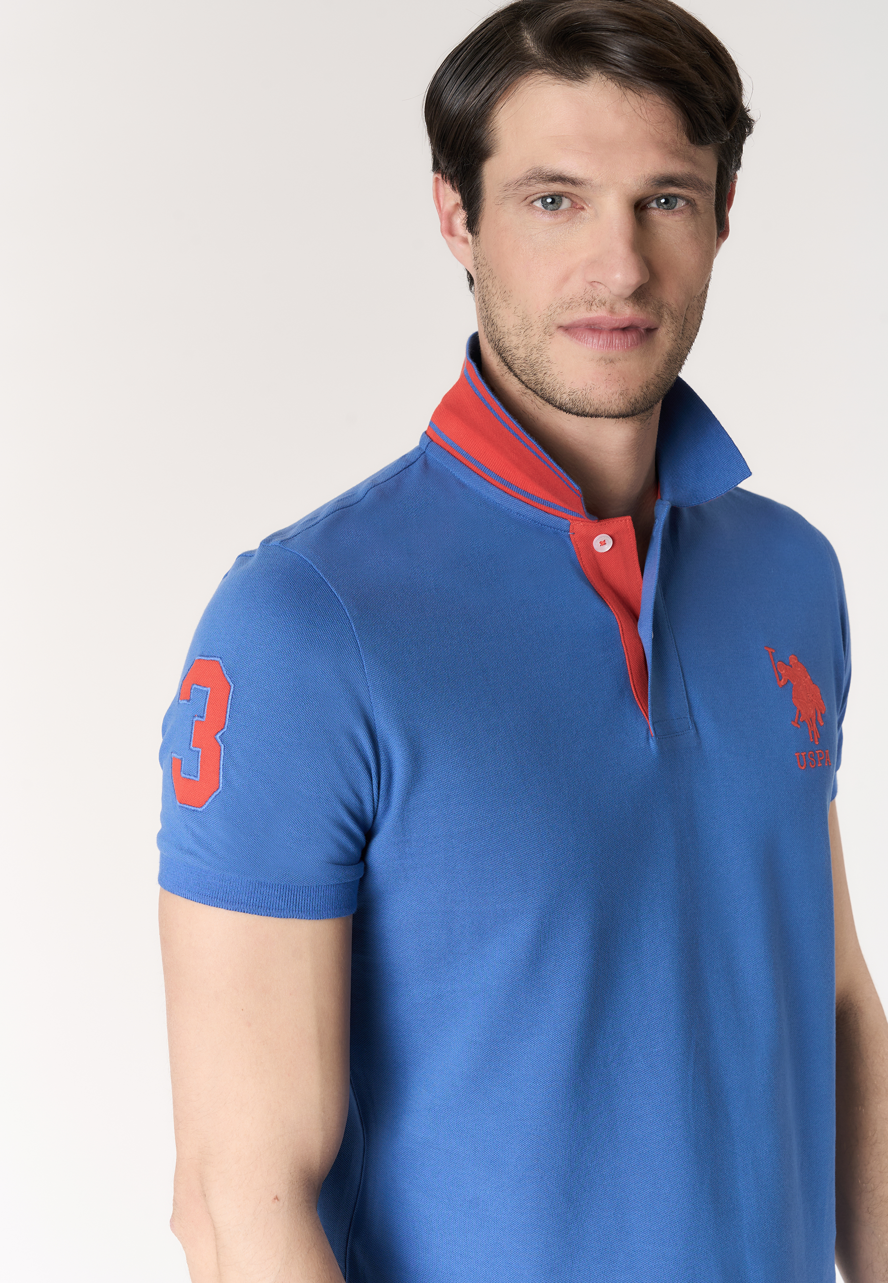 Polo shirt da uomo con logo maxi ricamato e numero