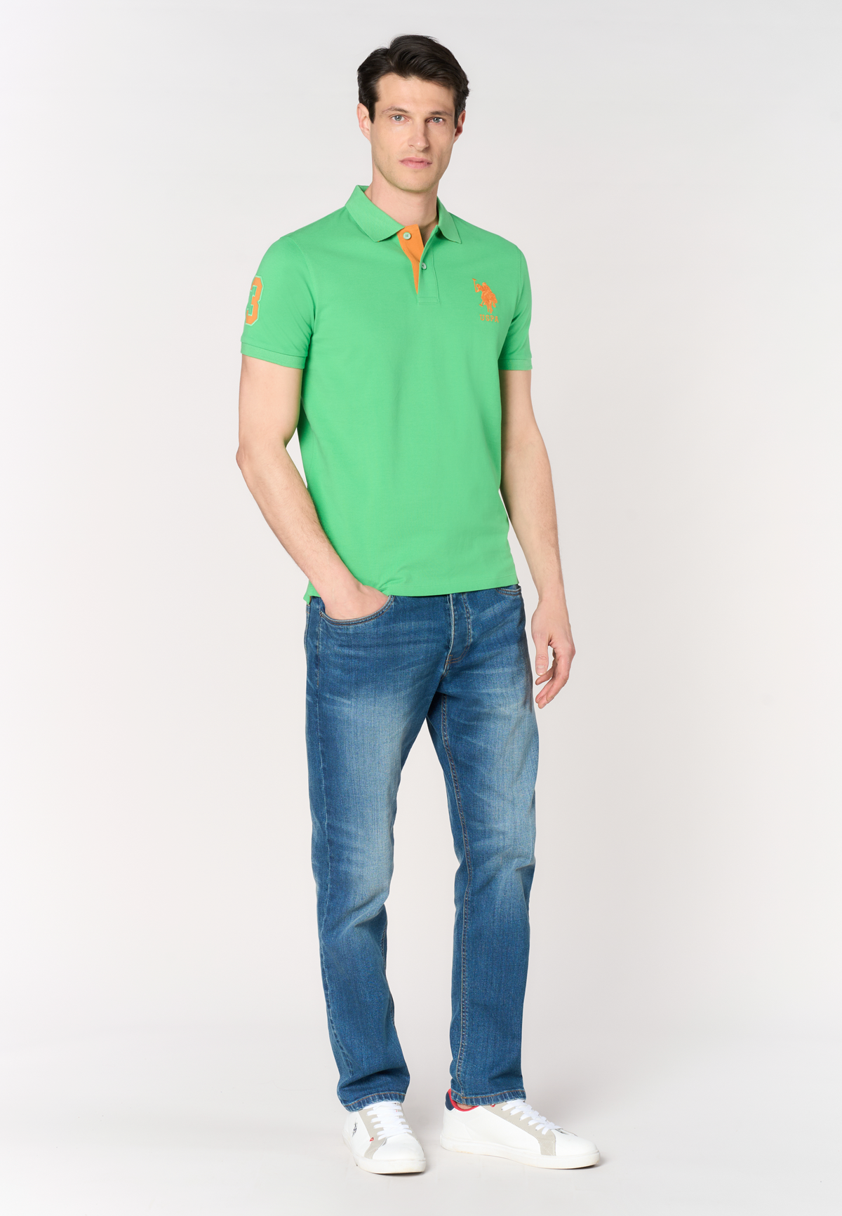 Polo shirt da uomo con logo maxi ricamato e numero