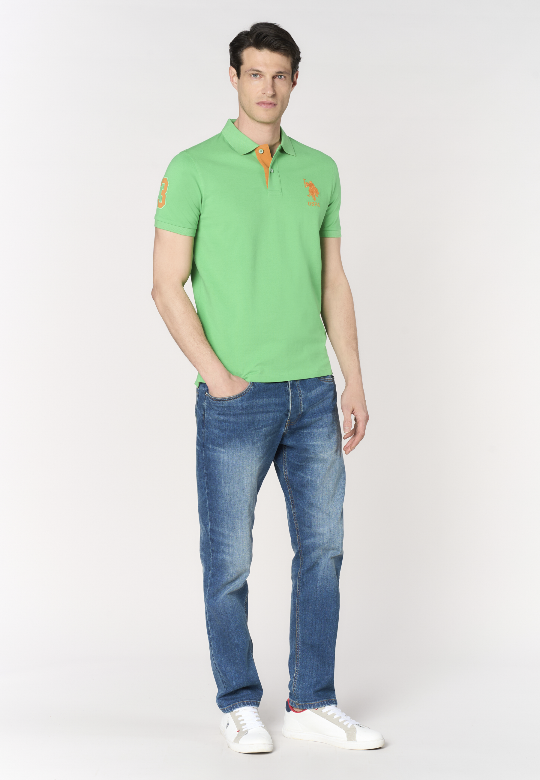 Polo shirt da uomo con logo maxi ricamato e numero