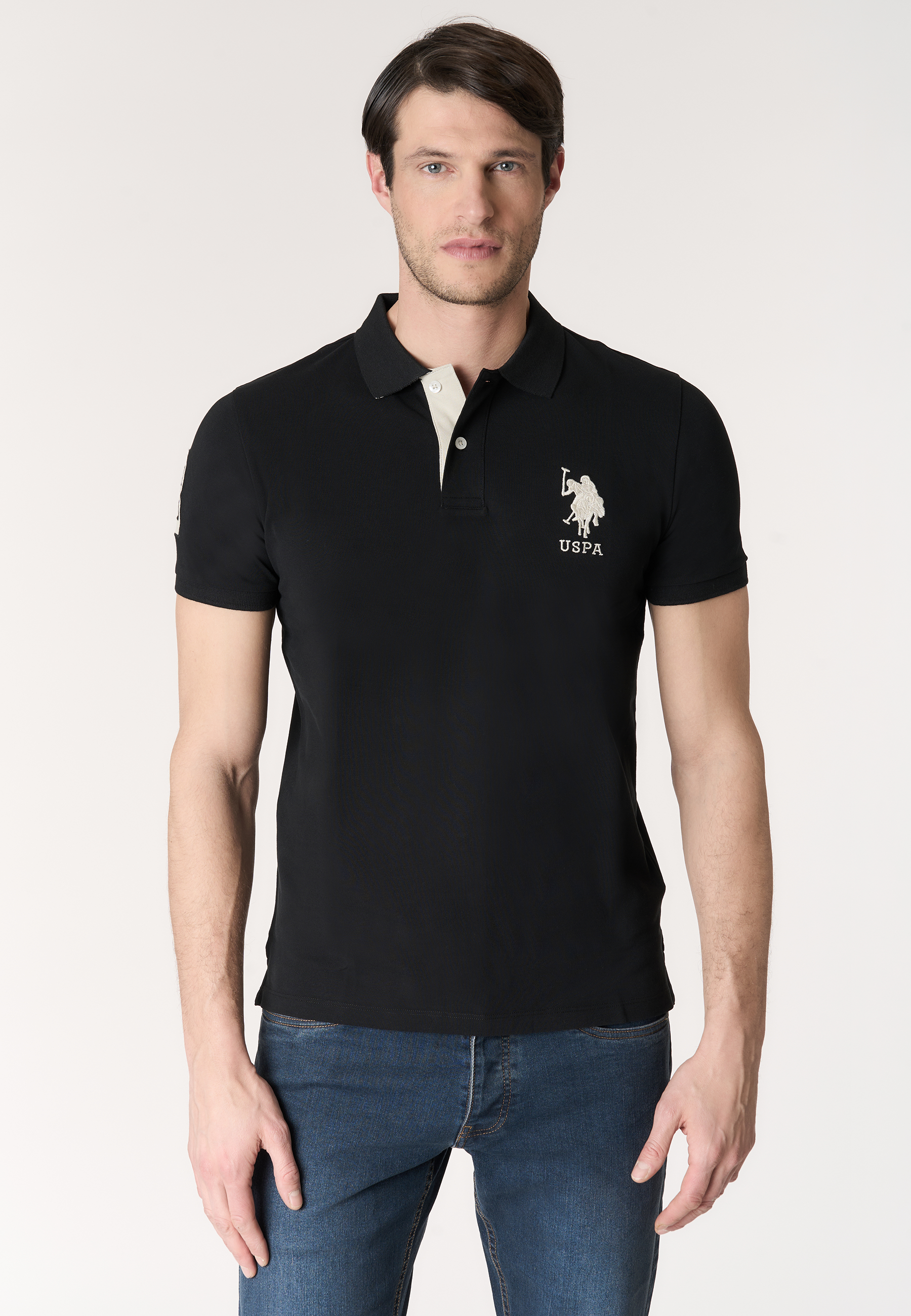 Polo shirt da uomo con logo maxi ricamato e numero