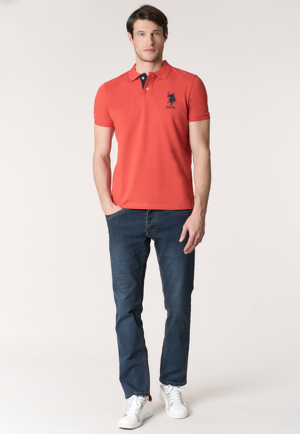 Polo shirt da uomo con logo maxi ricamato e numero