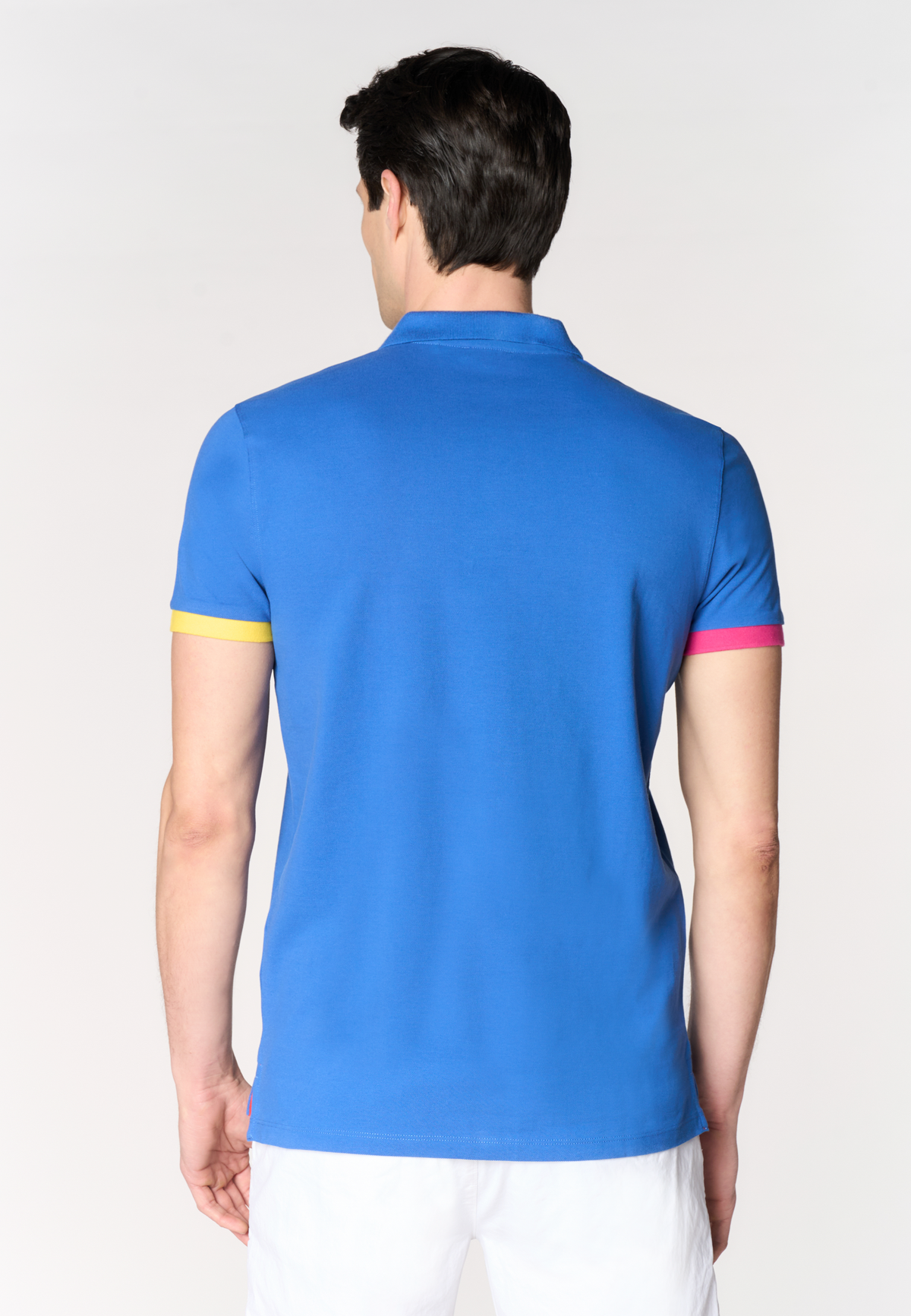 Polo shirt da uomo in cotone piquet con dettagli a contrasto e sottocolletto colorato