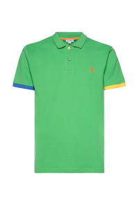 Polo shirt da uomo in cotone piquet con dettagli a contrasto e sottocolletto colorato