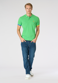 Polo shirt da uomo in cotone piquet con dettagli a contrasto e sottocolletto colorato