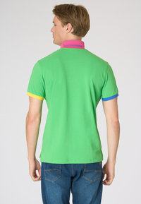Polo shirt da uomo in cotone piquet con dettagli a contrasto e sottocolletto colorato