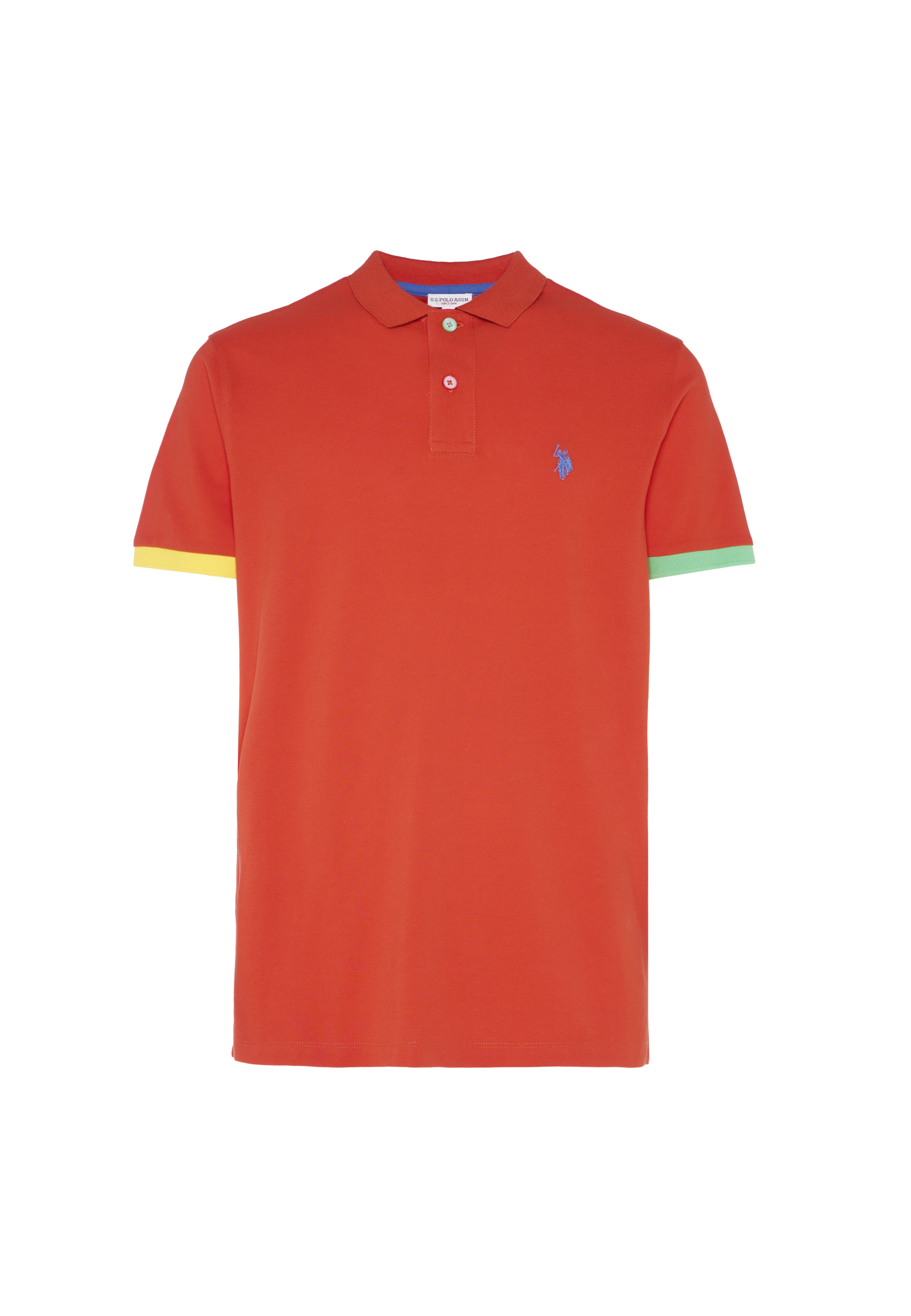 Polo shirt da uomo in cotone piquet con dettagli a contrasto e sottocolletto colorato