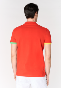 Polo shirt da uomo in cotone piquet con dettagli a contrasto e sottocolletto colorato