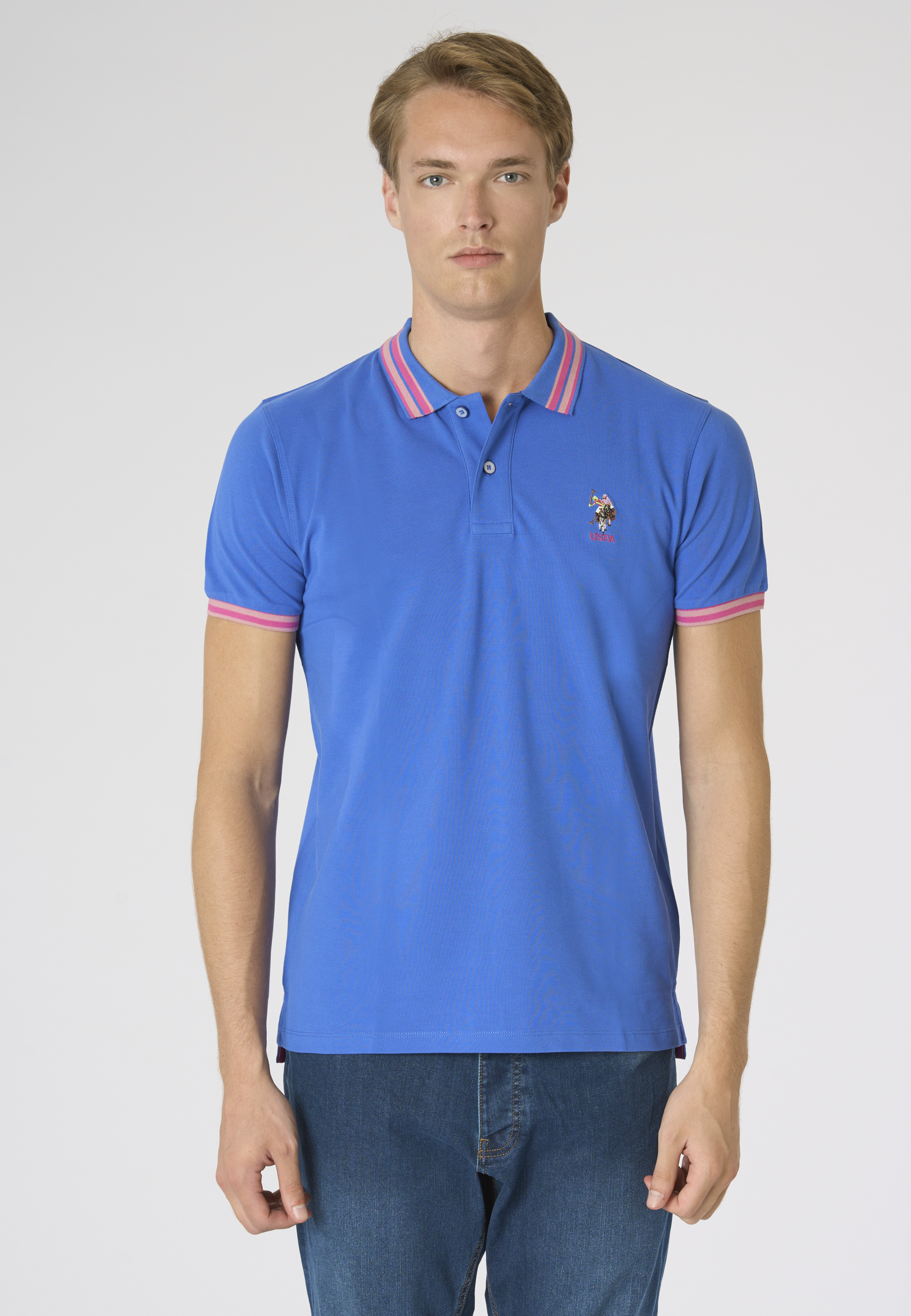 Polo shirt a maniche corte con logo colorato e dettagli a contrasto