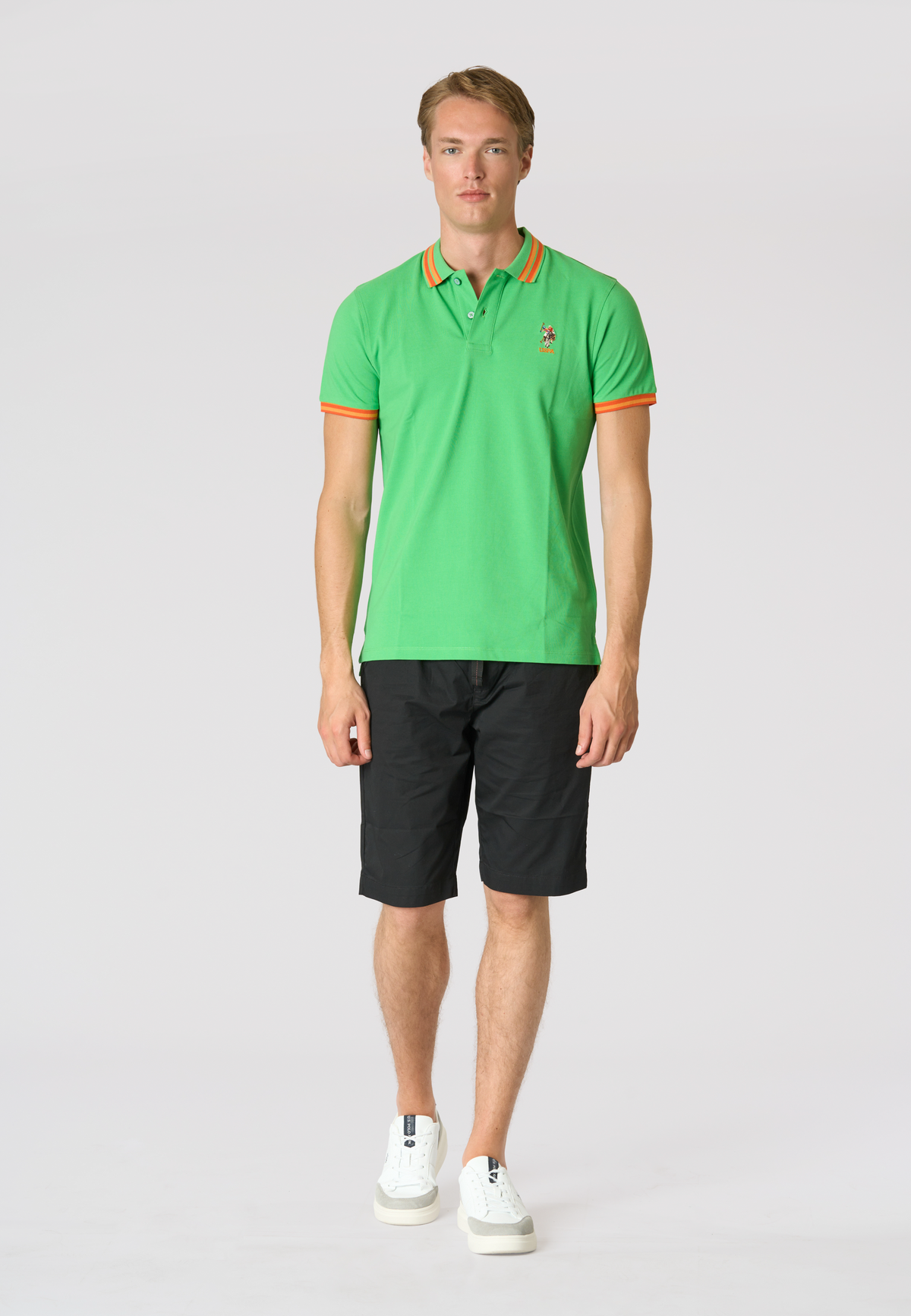 Polo shirt a maniche corte con logo colorato e dettagli a contrasto