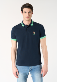 Polo shirt a maniche corte con logo colorato e dettagli a contrasto