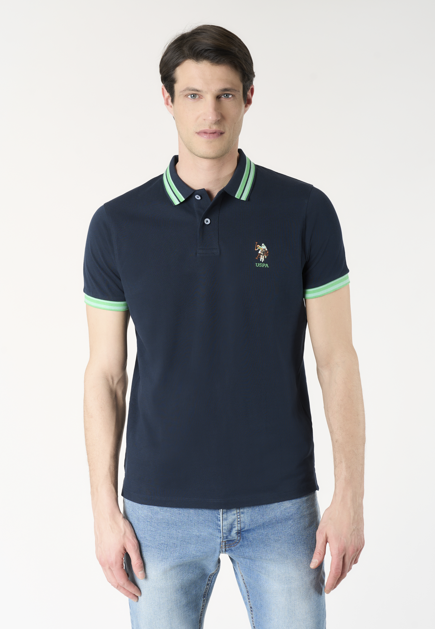 Polo shirt a maniche corte con logo colorato e dettagli a contrasto