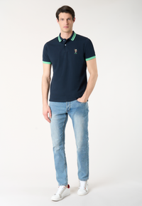 Polo shirt a maniche corte con logo colorato e dettagli a contrasto