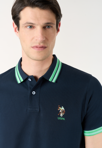 Polo shirt a maniche corte con logo colorato e dettagli a contrasto