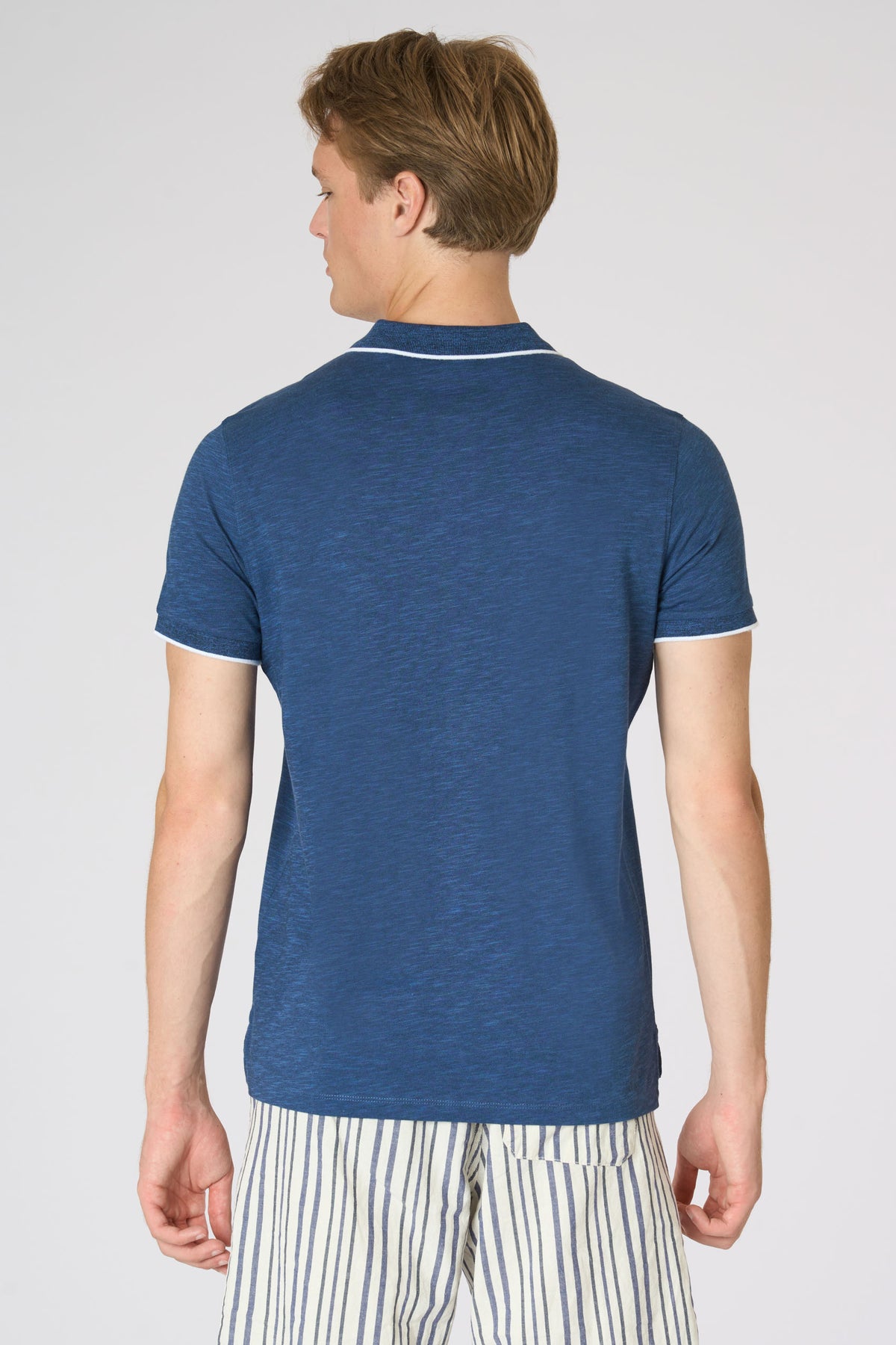 Polo shirt da uomo in cotone slub con profili a contrasto