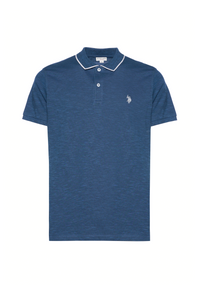 Polo shirt da uomo in cotone slub con profili a contrasto