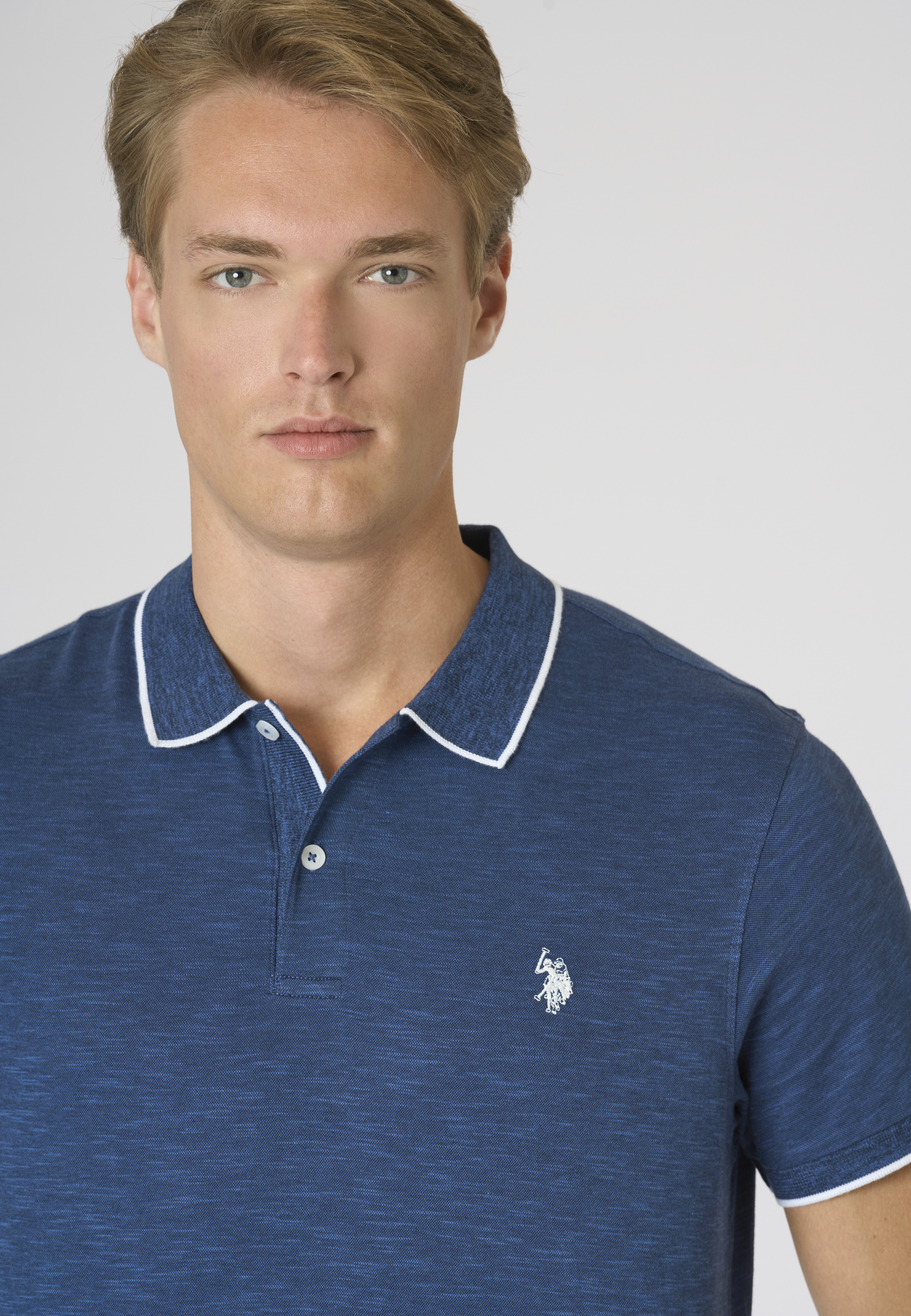 Polo shirt da uomo in cotone slub con profili a contrasto