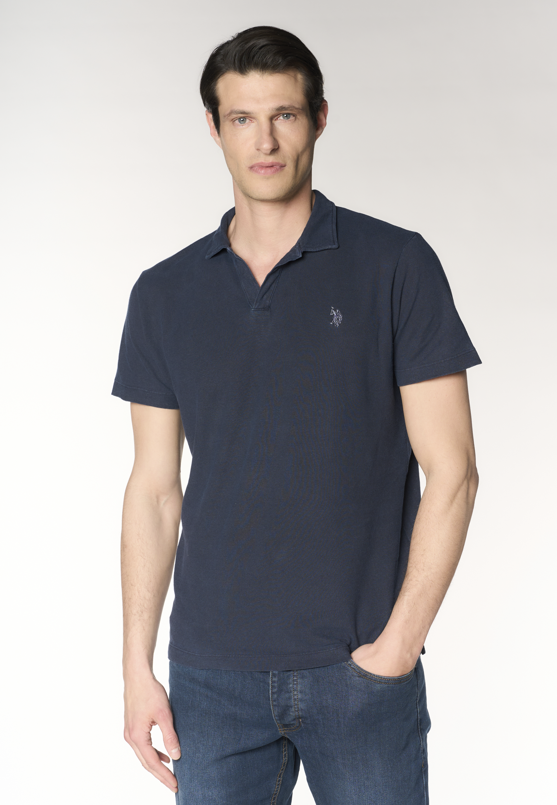 Polo shirt da uomo in misto canapa e cotone organico