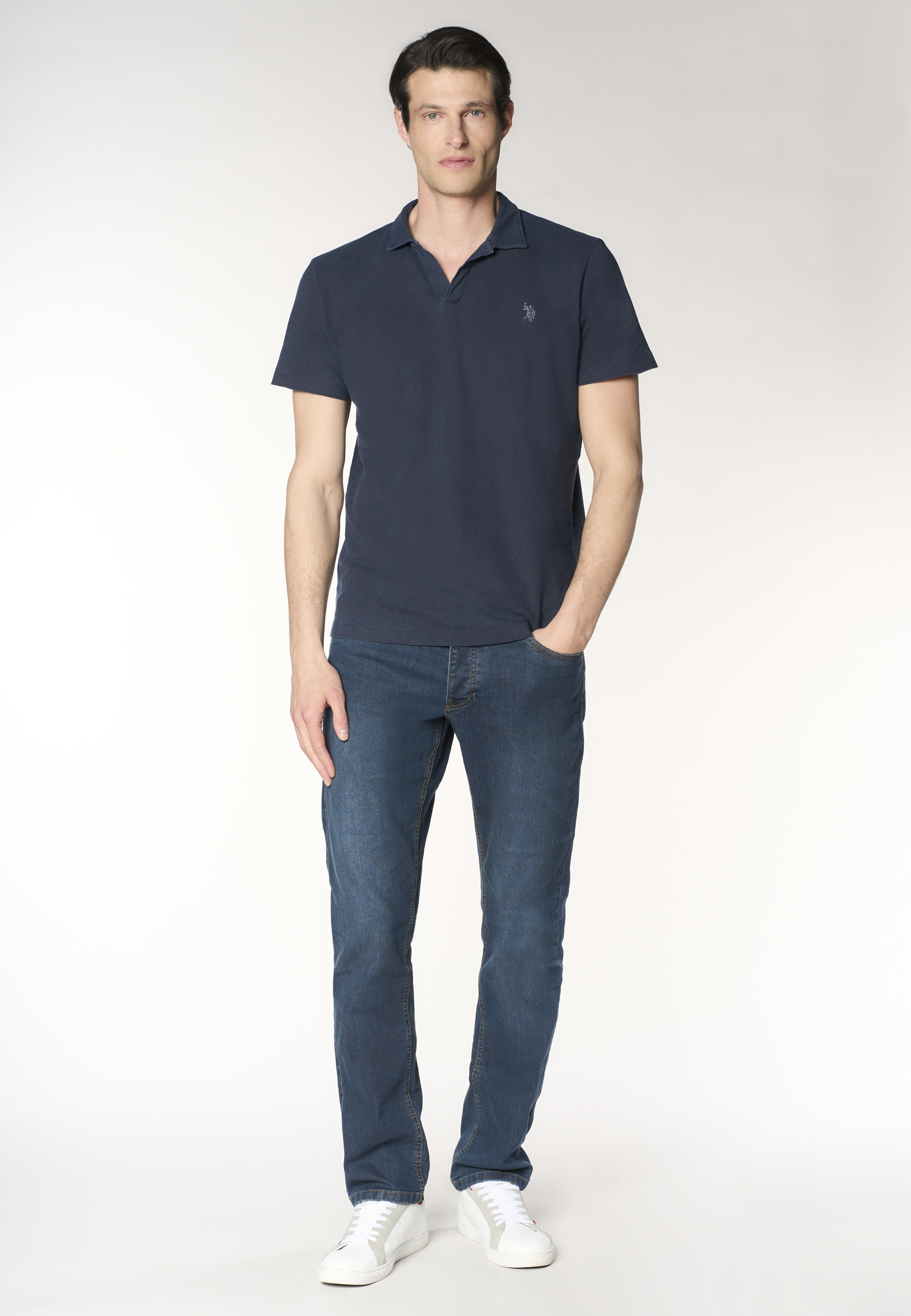 Polo shirt da uomo in misto canapa e cotone organico