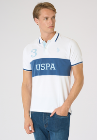 Polo shirt a maniche corte con banda a contrasto e numero