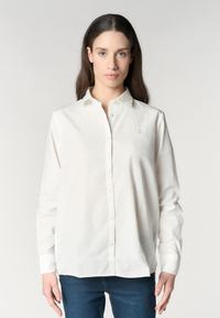 Camicia da donna in cotone popeline con logo