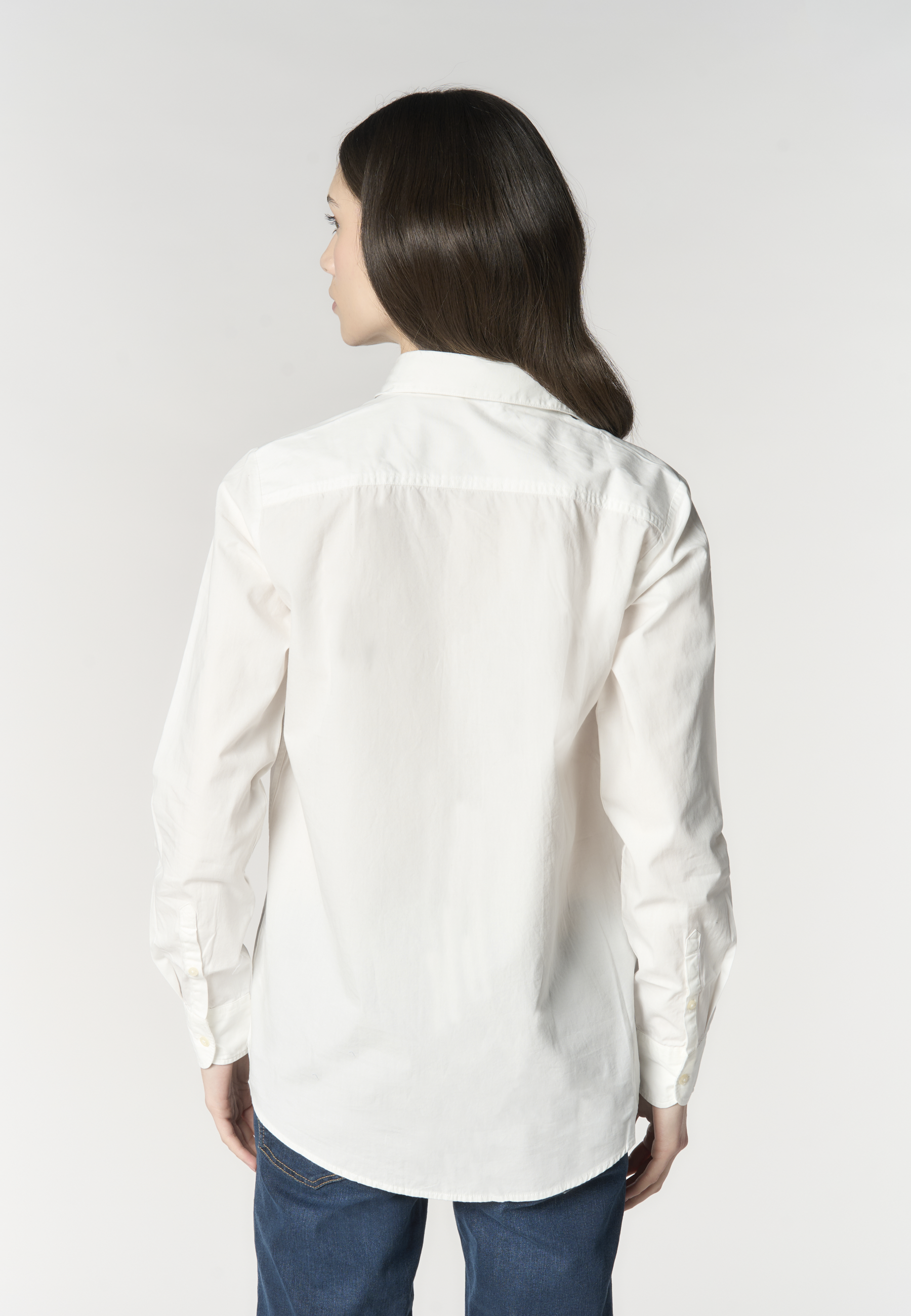 Camicia da donna in cotone popeline con logo