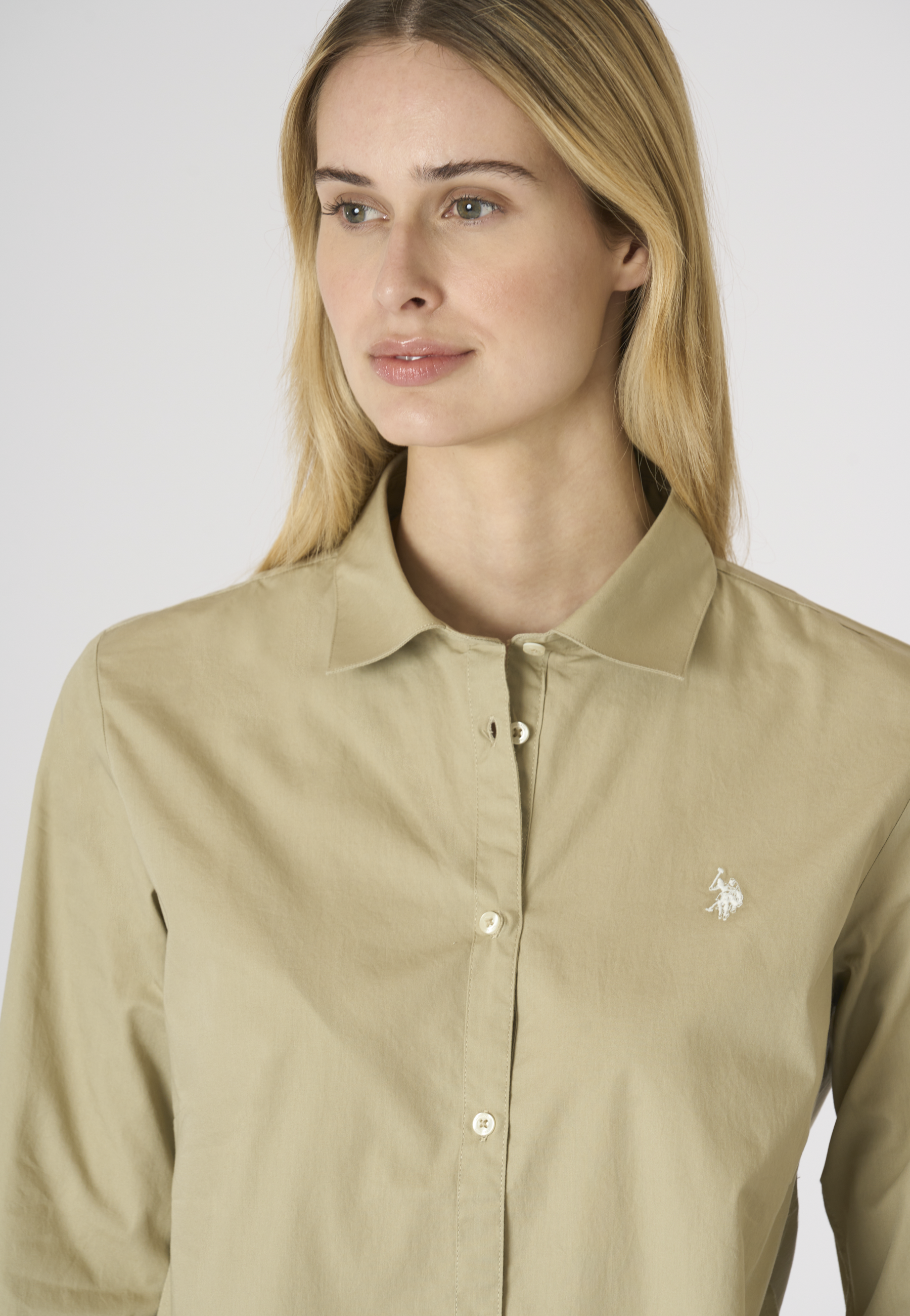 Camicia da donna in cotone popeline con logo
