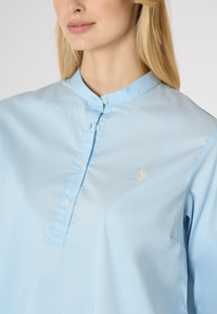 Camicia da donna con maniche a tre quarti e collo alla coreana