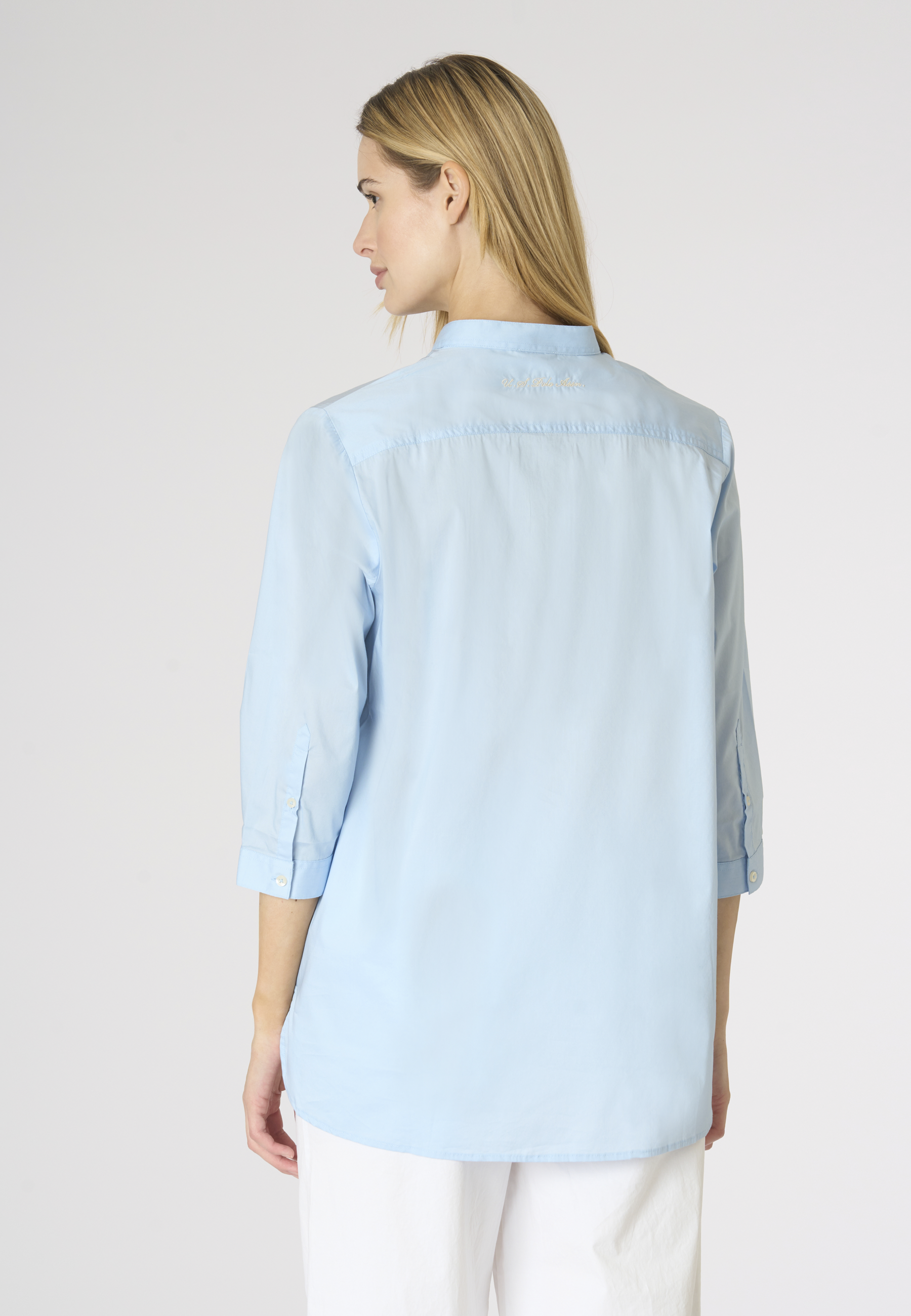 Camicia da donna con maniche a tre quarti e collo alla coreana