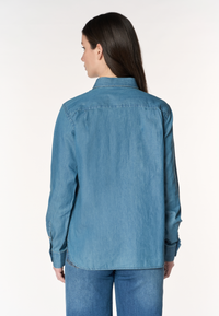 Camicia donna in denim leggero con taschino