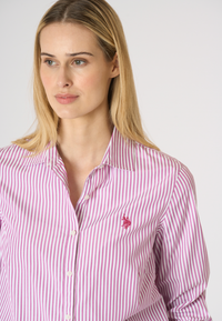 Camicia da donna a righe con colletto classico