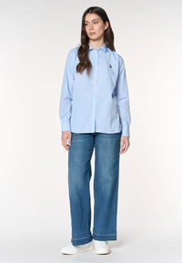 Camicia da donna a righe con colletto classico
