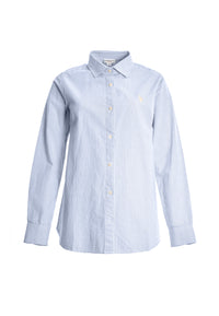 Camicia da donna a righe in misto cotone e lino