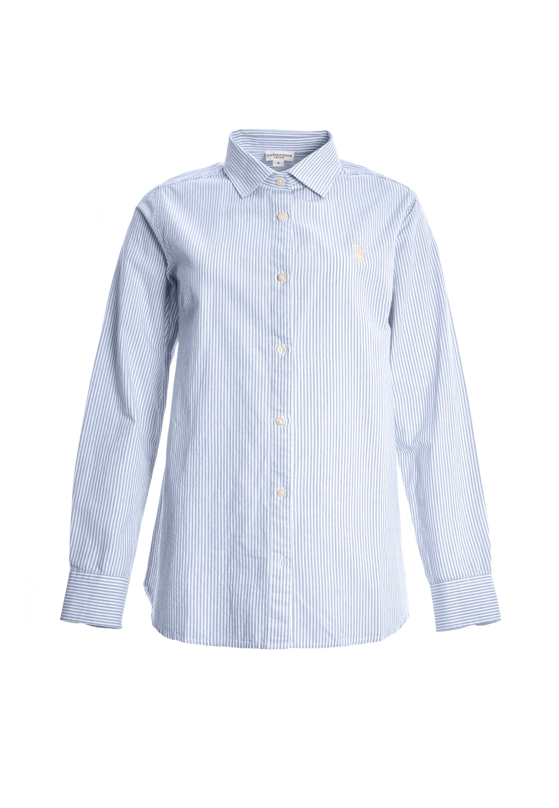Camicia da donna a righe in misto cotone e lino