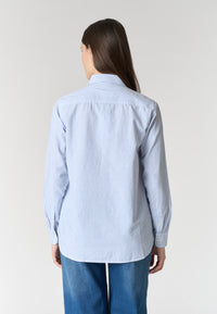 Camicia da donna a righe in misto cotone e lino