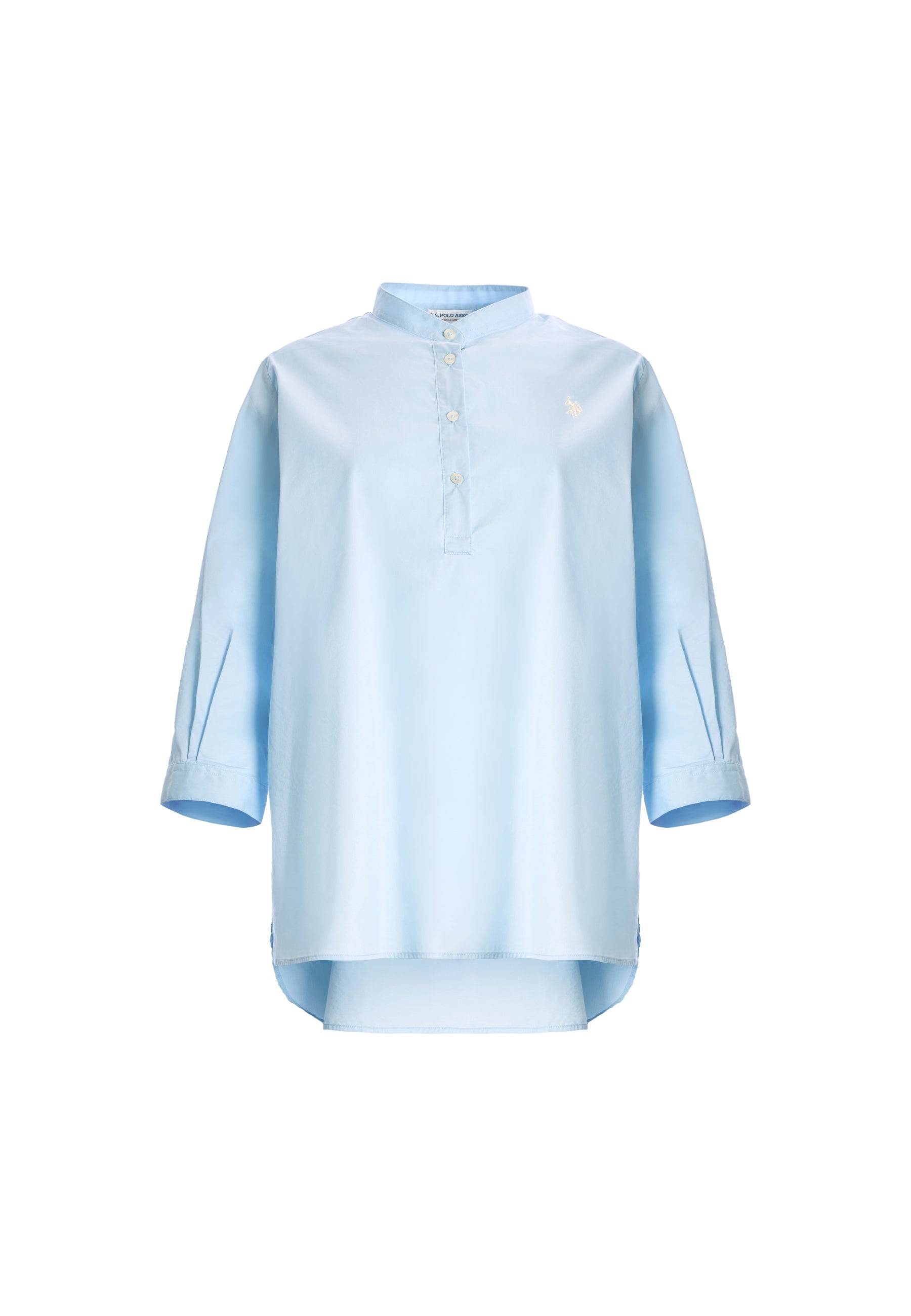 Camicia da donna con maniche a tre quarti e collo alla coreana