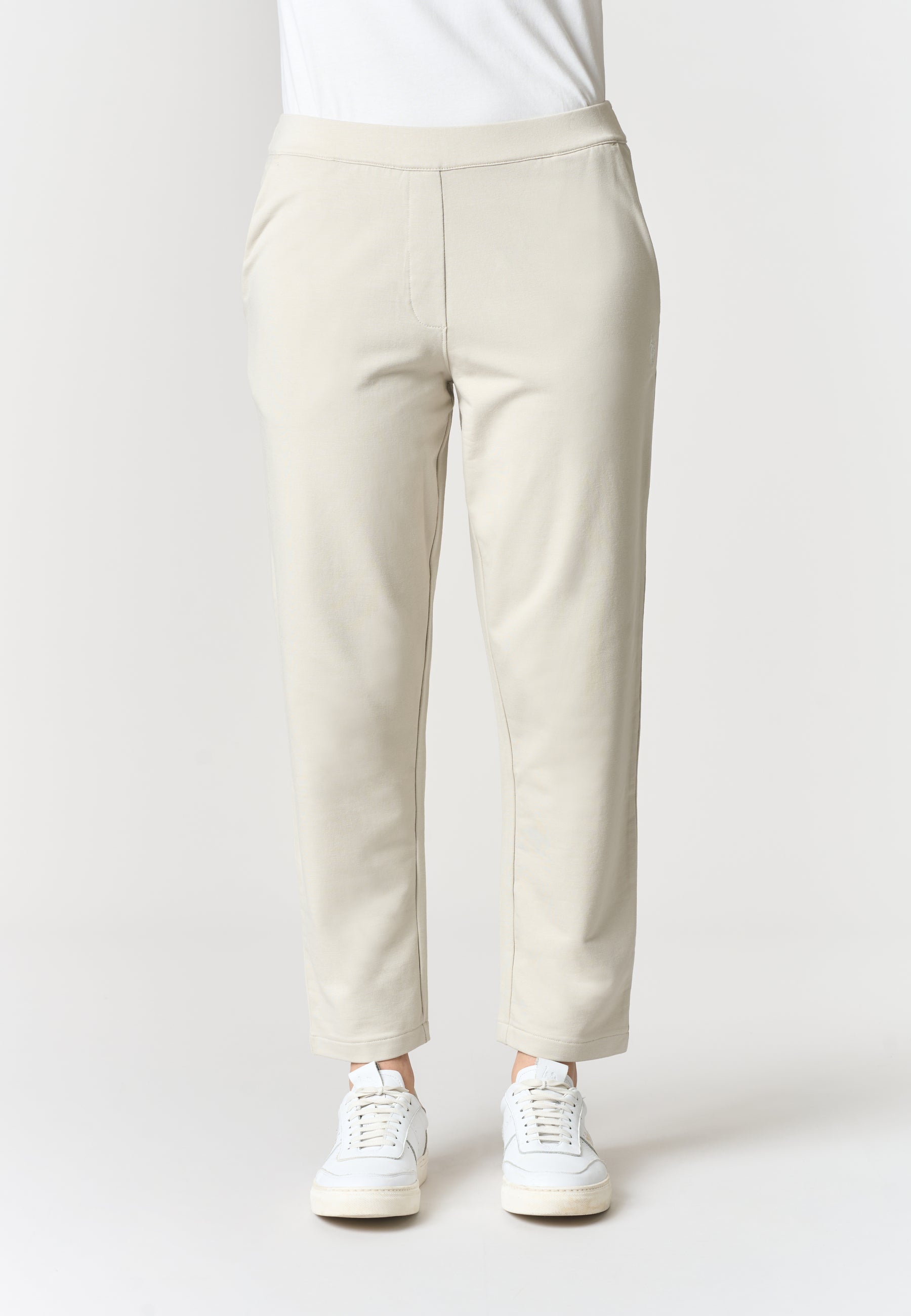 Pantalone da donna in misto cotone e modale con vita elasticizzata
