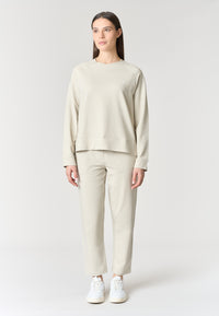 Pantalone da donna in misto cotone e modale con vita elasticizzata