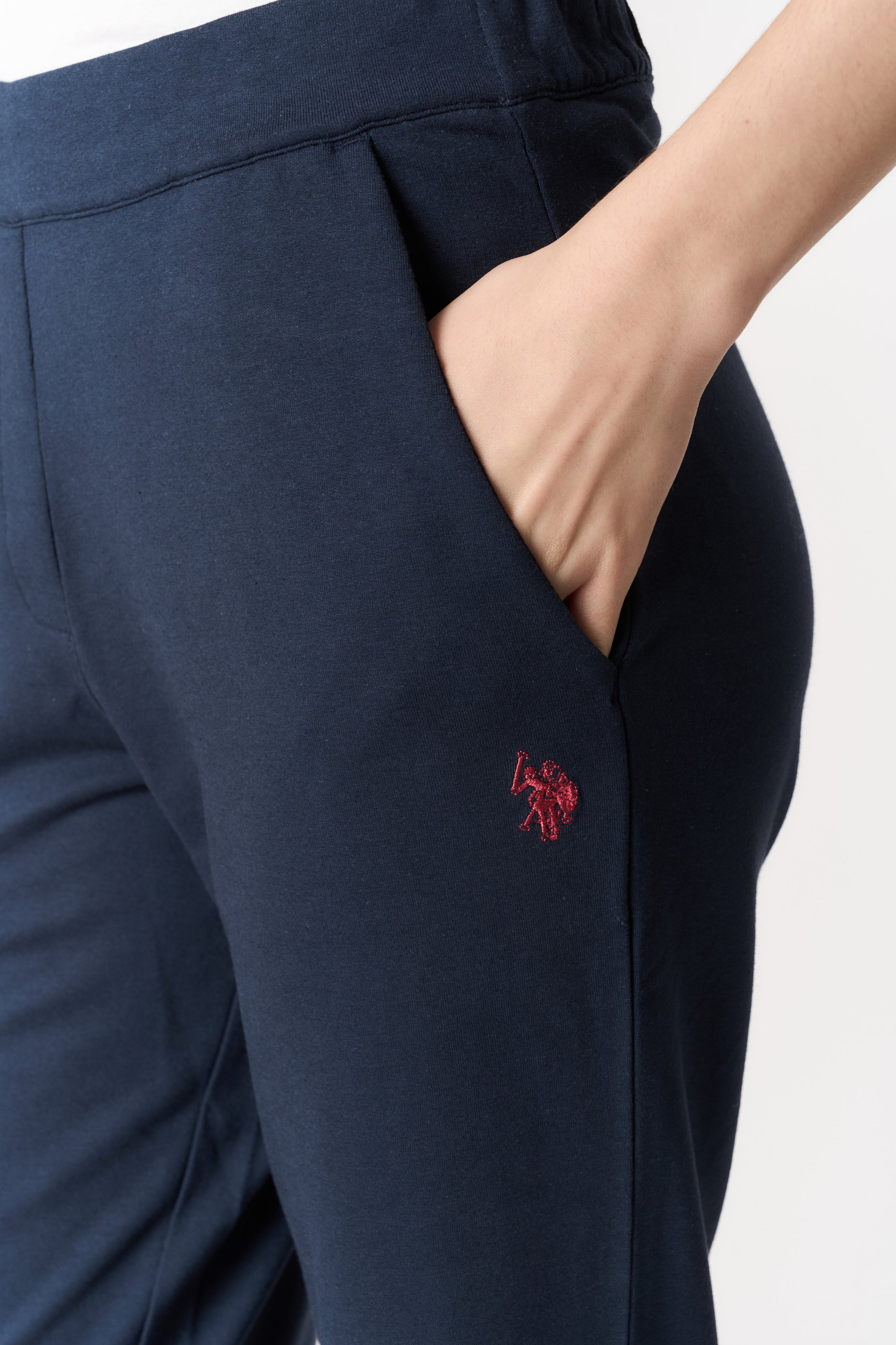 Pantalone da donna in misto cotone e modale con vita elasticizzata