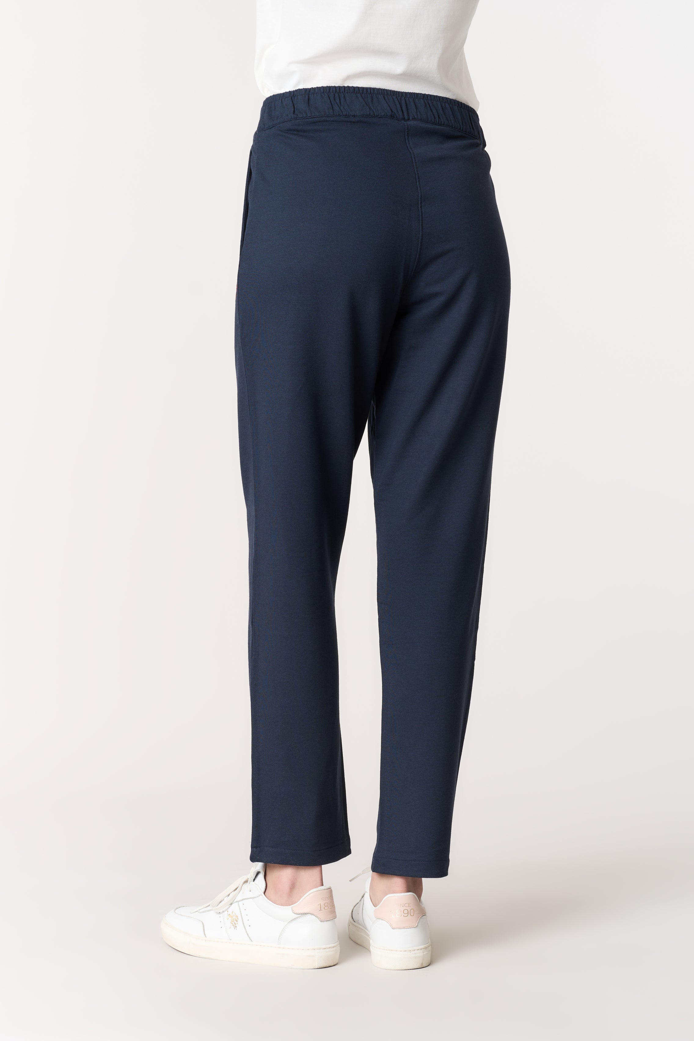 Pantalone da donna in misto cotone e modale con vita elasticizzata