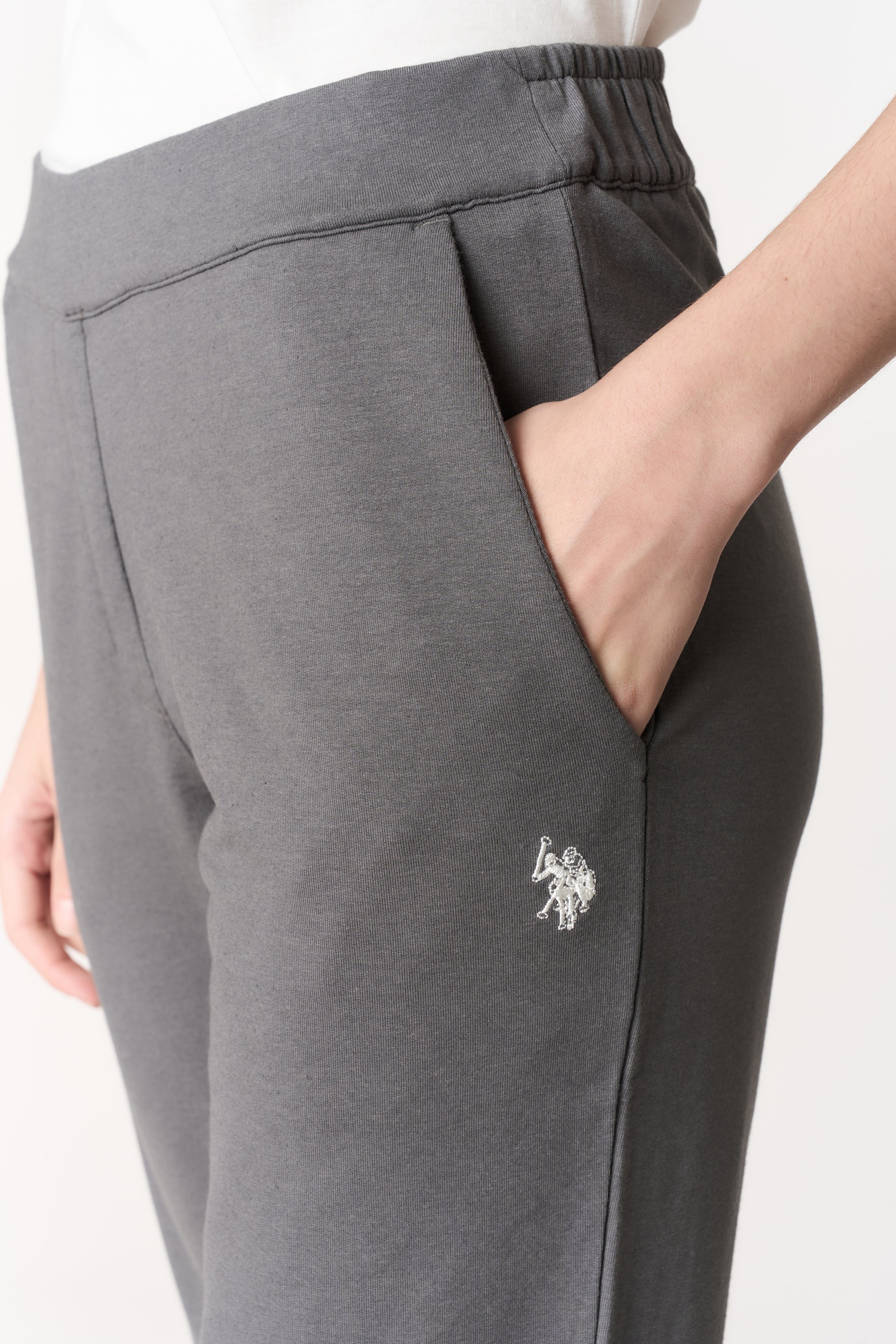 Pantalone da donna in misto cotone e modale con vita elasticizzata